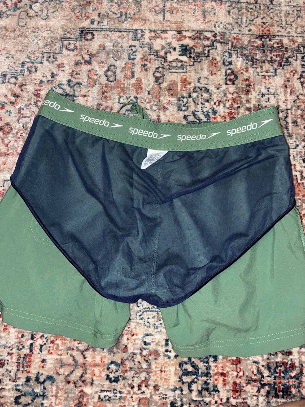 Speedo Green Drawstring Swim Trunks - Picture 6 of 8